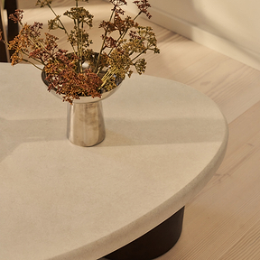 Aegean - Dark Burl Wood & Concrete Irregular Coffee Table 3 Legs