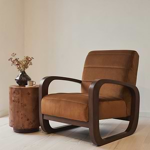 Dalton - Velvet Accent Chair Tobacco & Dark Wood