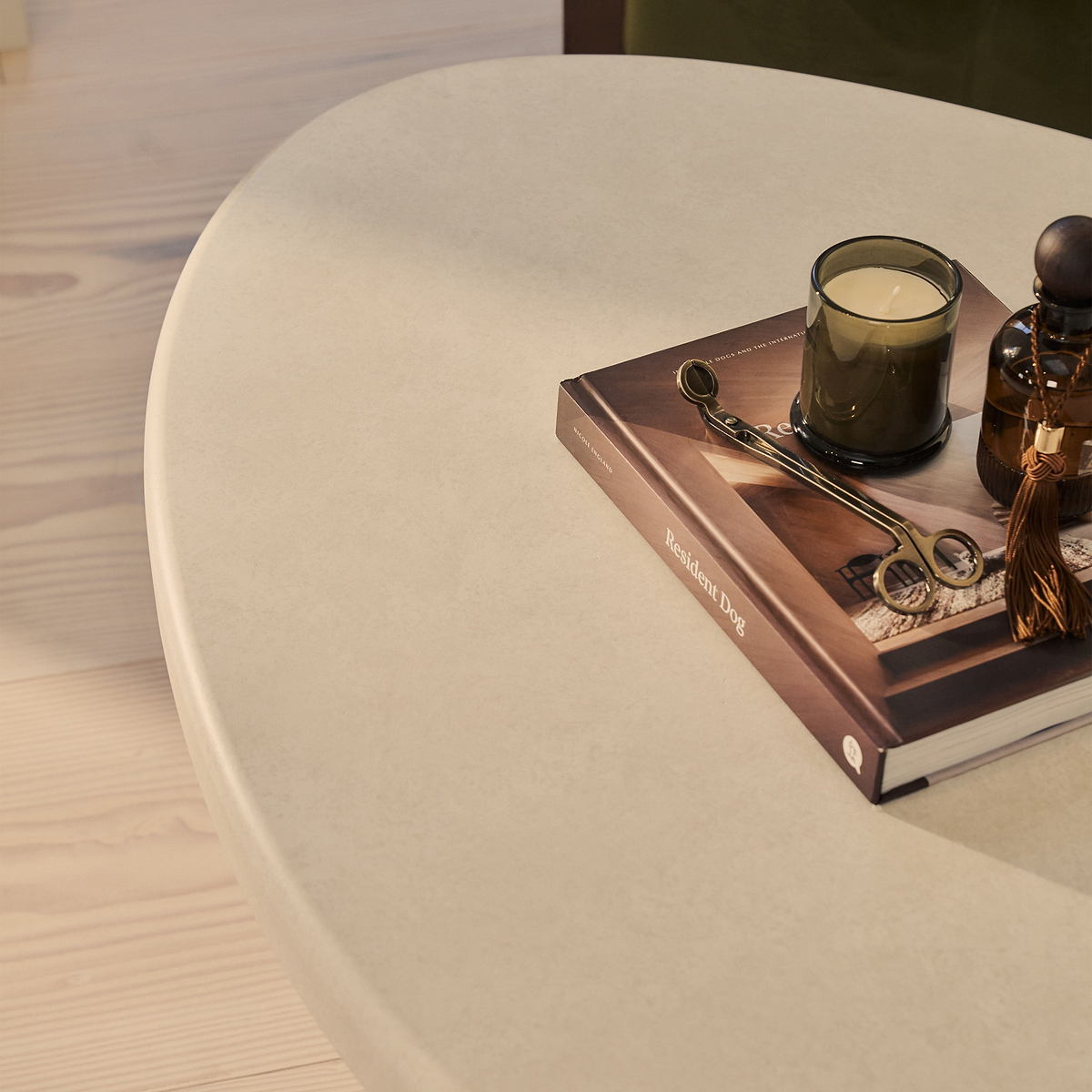 Aegean - Dark Burl Wood & Concrete Irregular Coffee Table 3 Legs