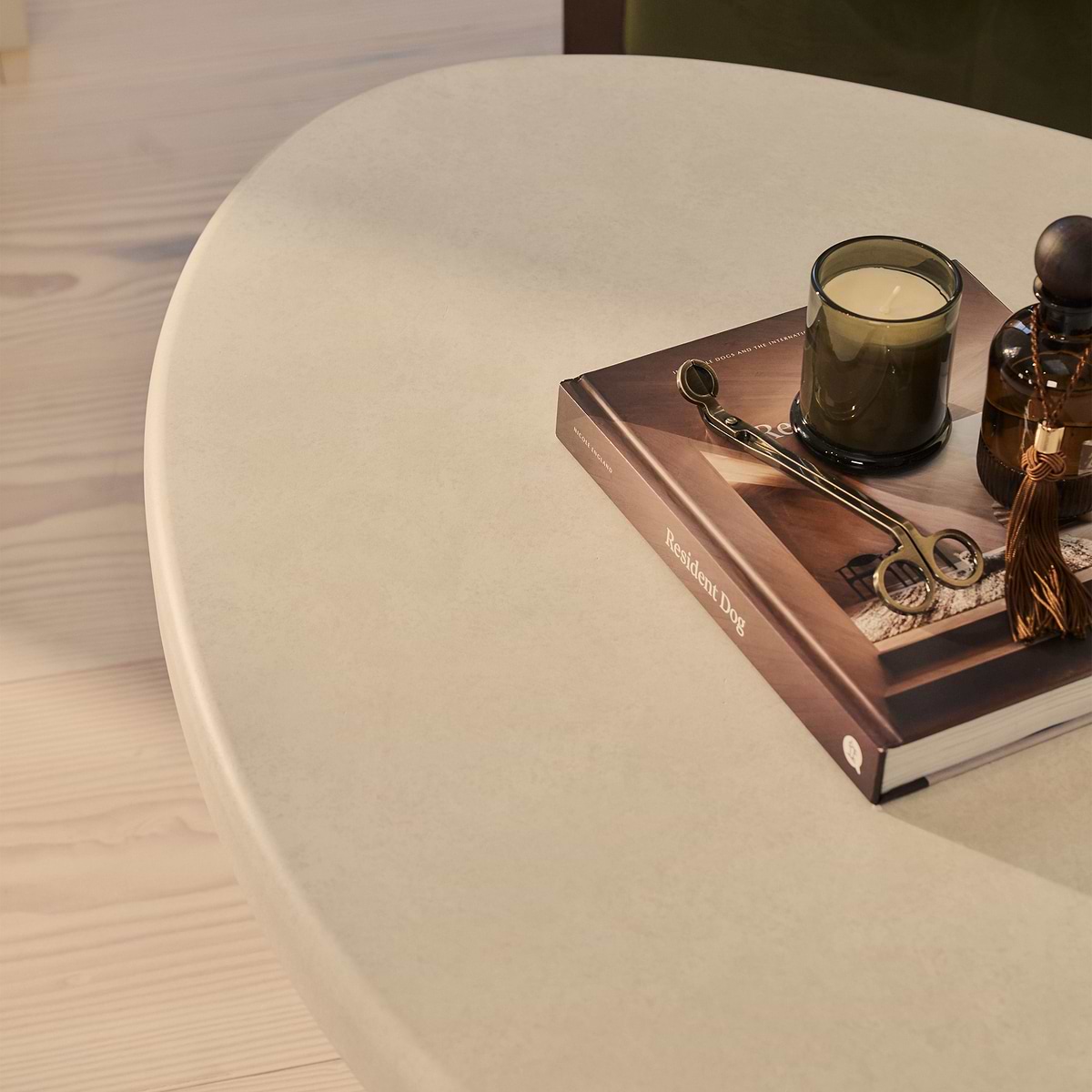 Aegean - Dark Burl Wood & Concrete Irregular Coffee Table 3 Legs