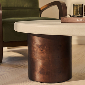 Aegean - Dark Burl Wood & Concrete Irregular Coffee Table 3 Legs