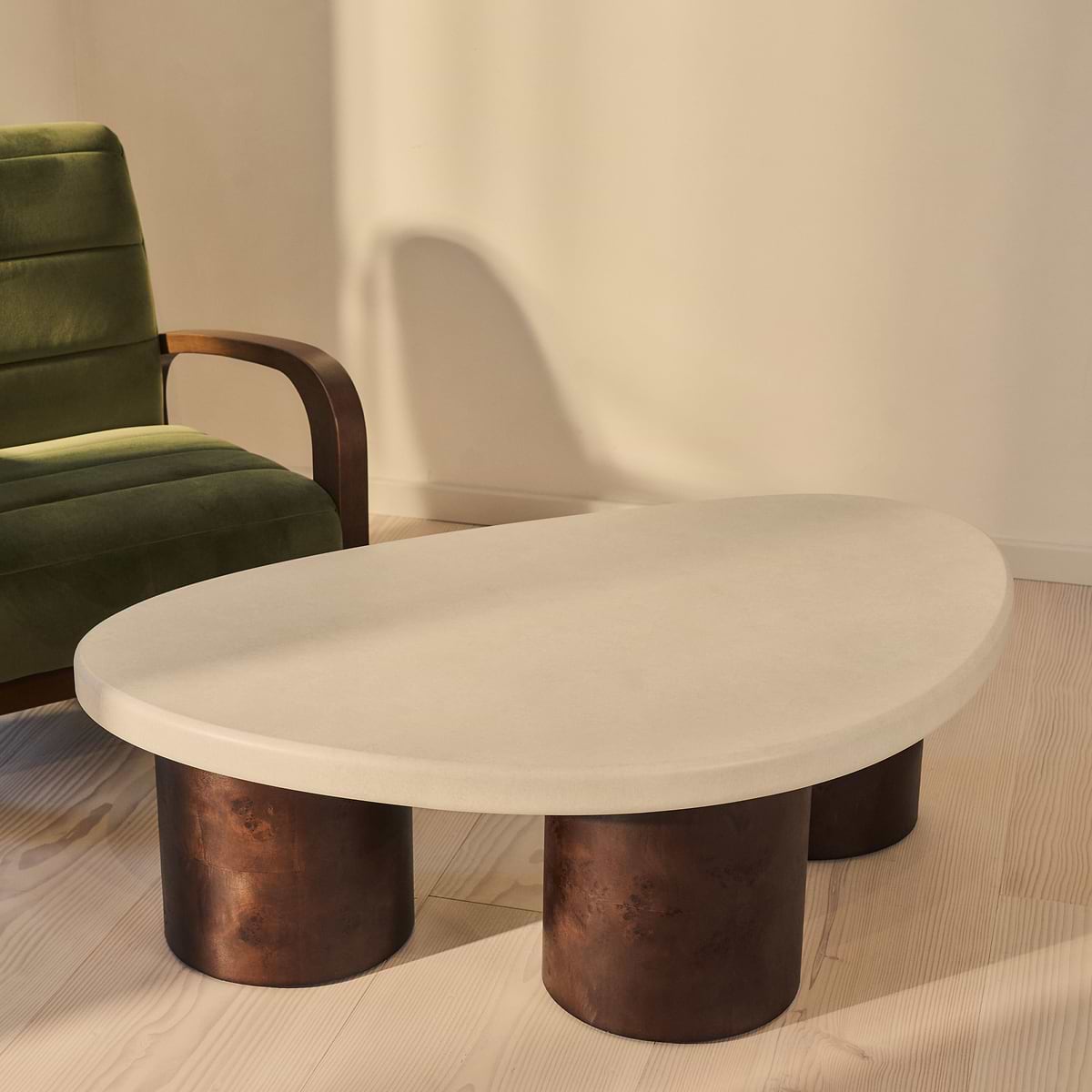 Aegean - Dark Burl Wood & Concrete Irregular Coffee Table 3 Legs