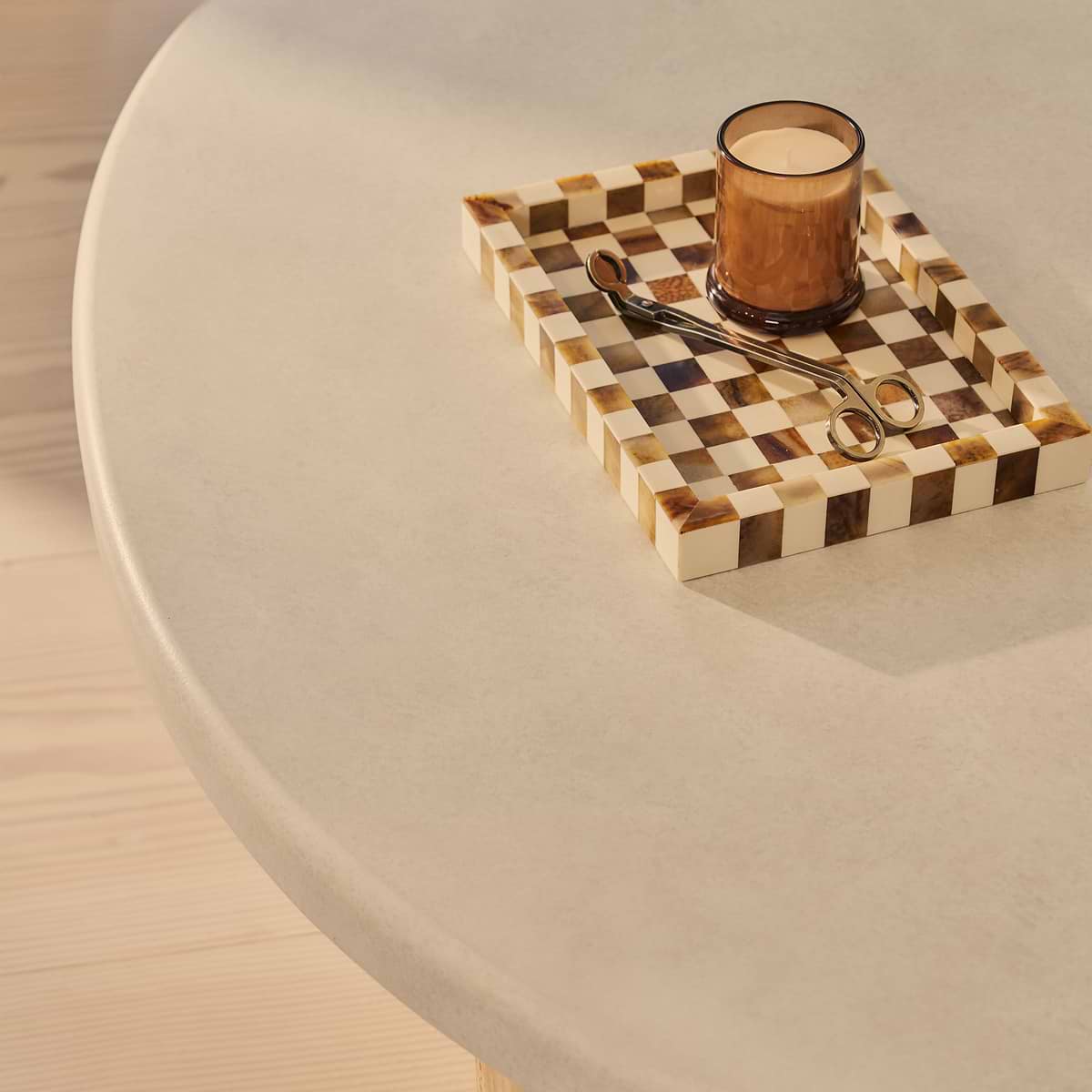 Aegean - Natural Burl Wood & Concrete Irregular Coffee Table 3 Legs