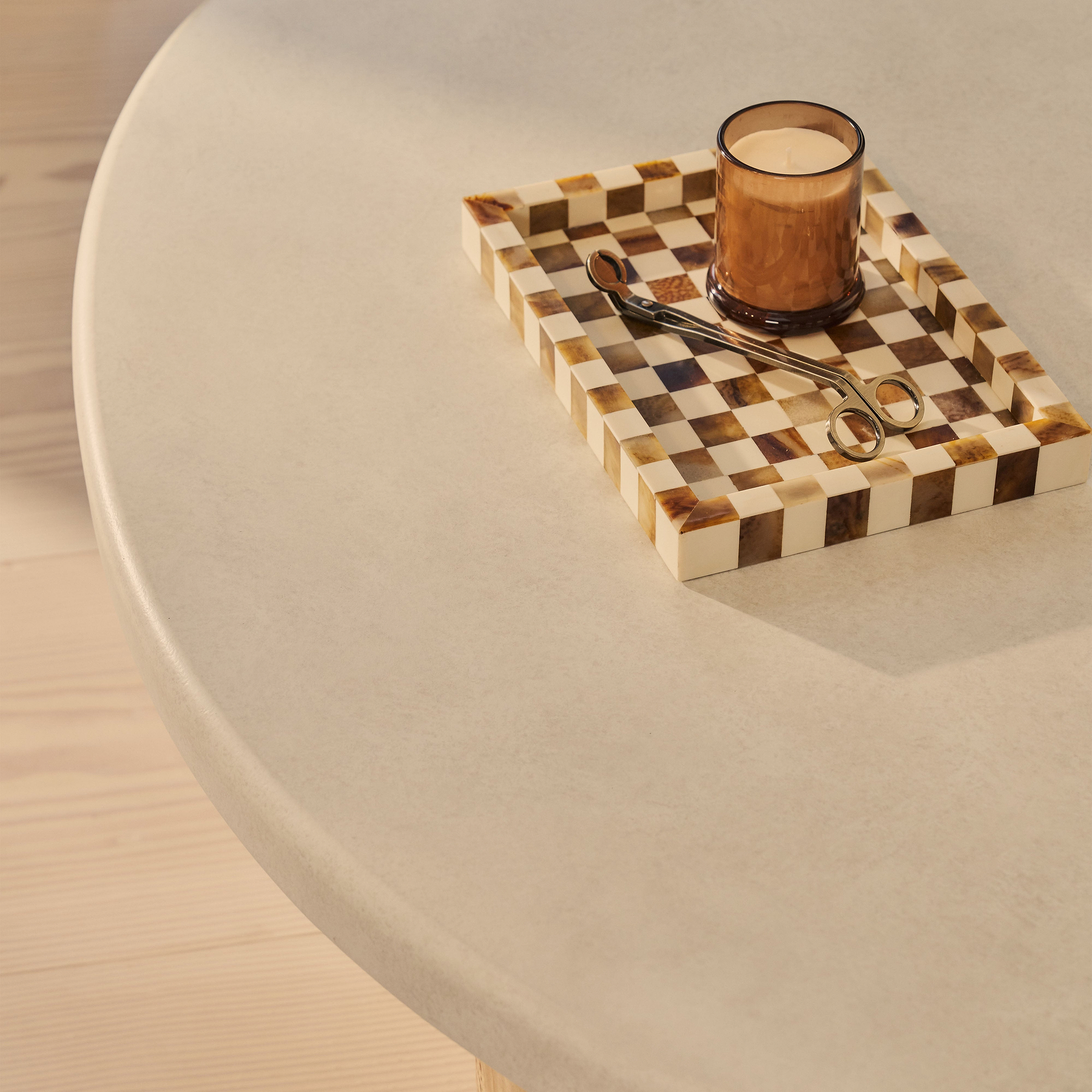 Aegean - Natural Burl Wood & Concrete Irregular Coffee Table 3 Legs