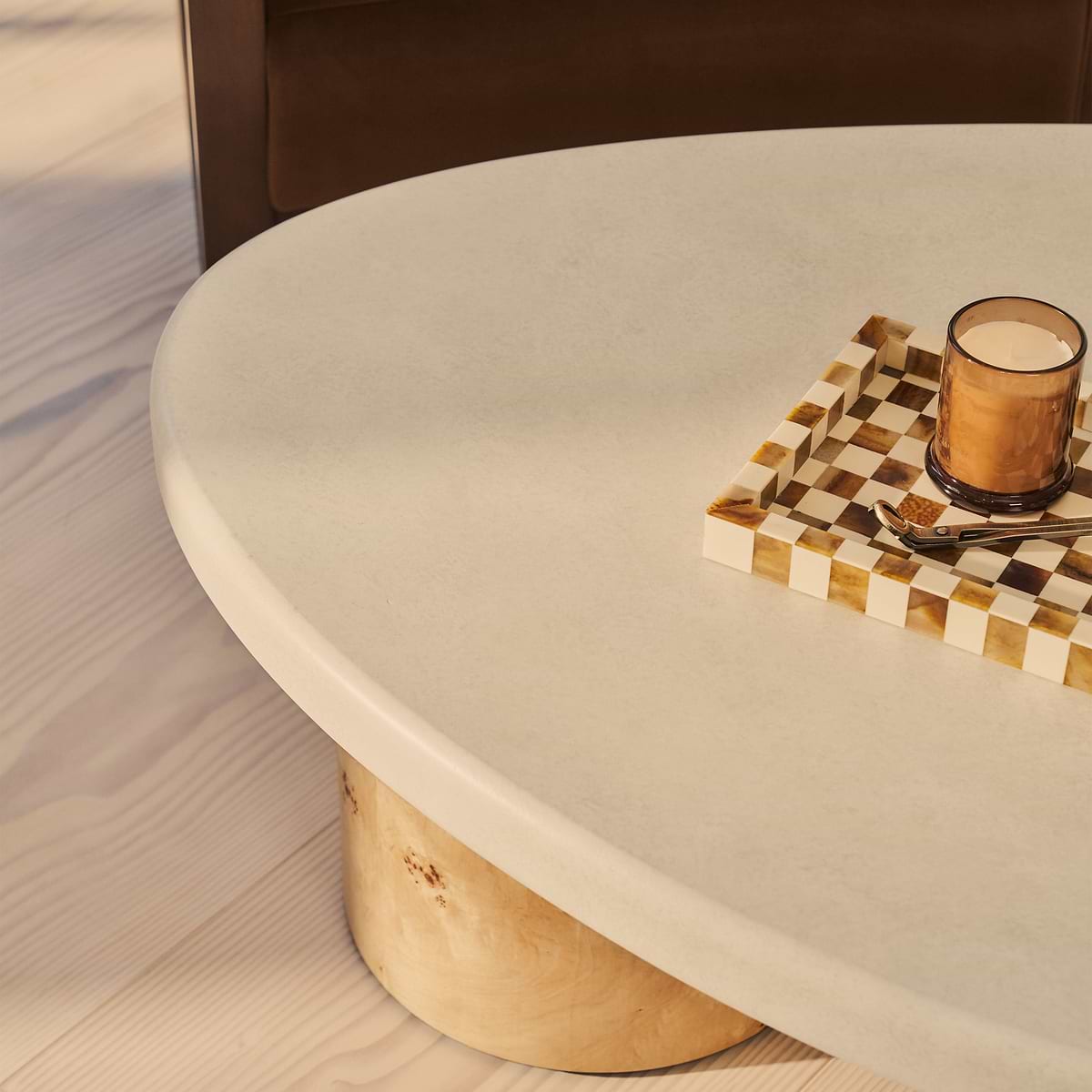 Aegean - Natural Burl Wood & Concrete Irregular Coffee Table 3 Legs