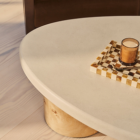 Aegean - Natural Burl Wood & Concrete Irregular Coffee Table 3 Legs