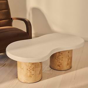 Aegean - Natural Burl Wood & Concrete Irregular Coffee Table 2 Legs