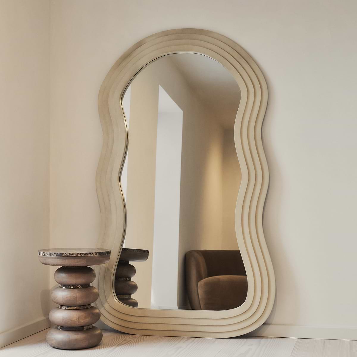 Luciana - Full Length Wave Concrete Extra Large Mirror 180cm x 105cm