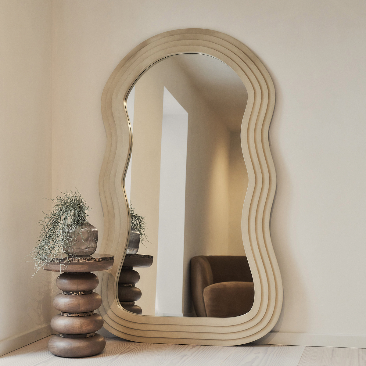 Luciana - Full Length Wave Concrete Extra Large Mirror 180cm x 105cm