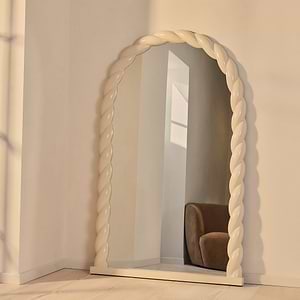 Ophelia - Full Length Arched Rope Twist Ivory Gloss Extra Large Mirror 180cm x 105cm