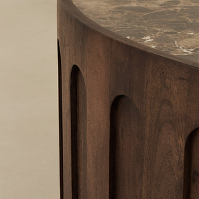 Valor - Dark Emperador Marble Round Dark Wood Premium Coffee Table