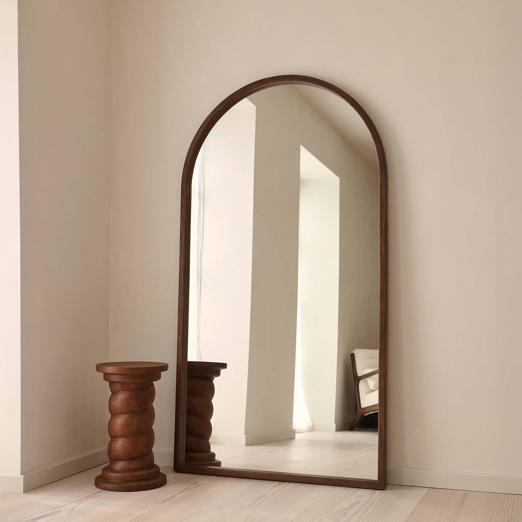 Arden - Dark Wood Full Length Arched Wooden Mirror 175cm x 95cm