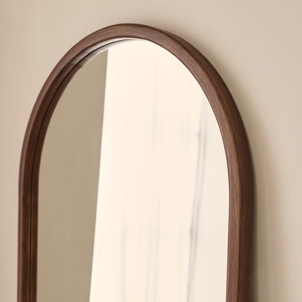 Arden - Dark Wood Full Length Arched Wooden Mirror 160cm x 60cm