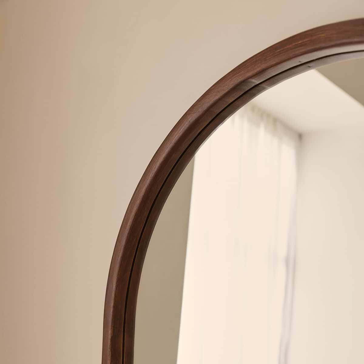 Arden - Dark Wood Full Length Arched Wooden Mirror 160cm x 60cm