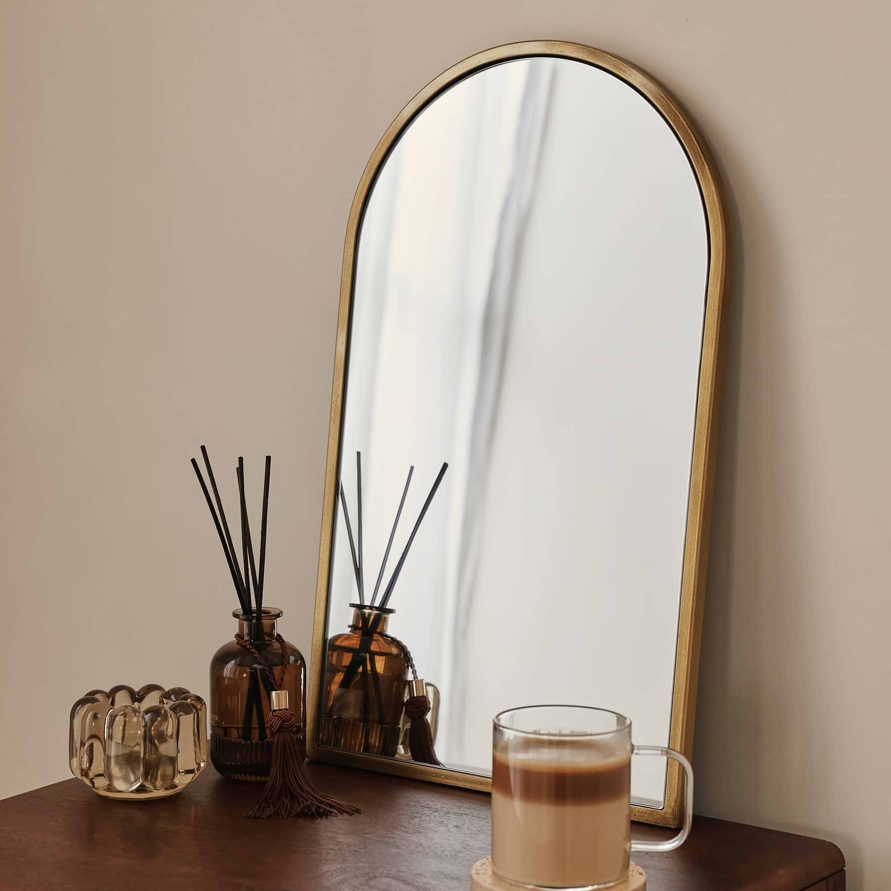 Liberty - Gold Arched Metal Wall Mirror 50cm x 30cm