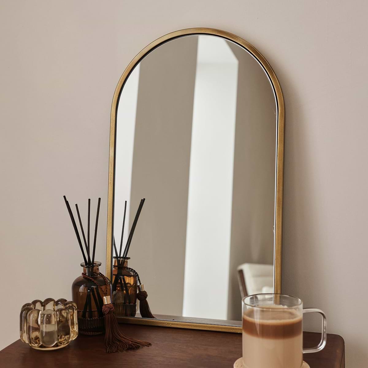 Liberty - Gold Arched Metal Wall Mirror 50cm x 30cm