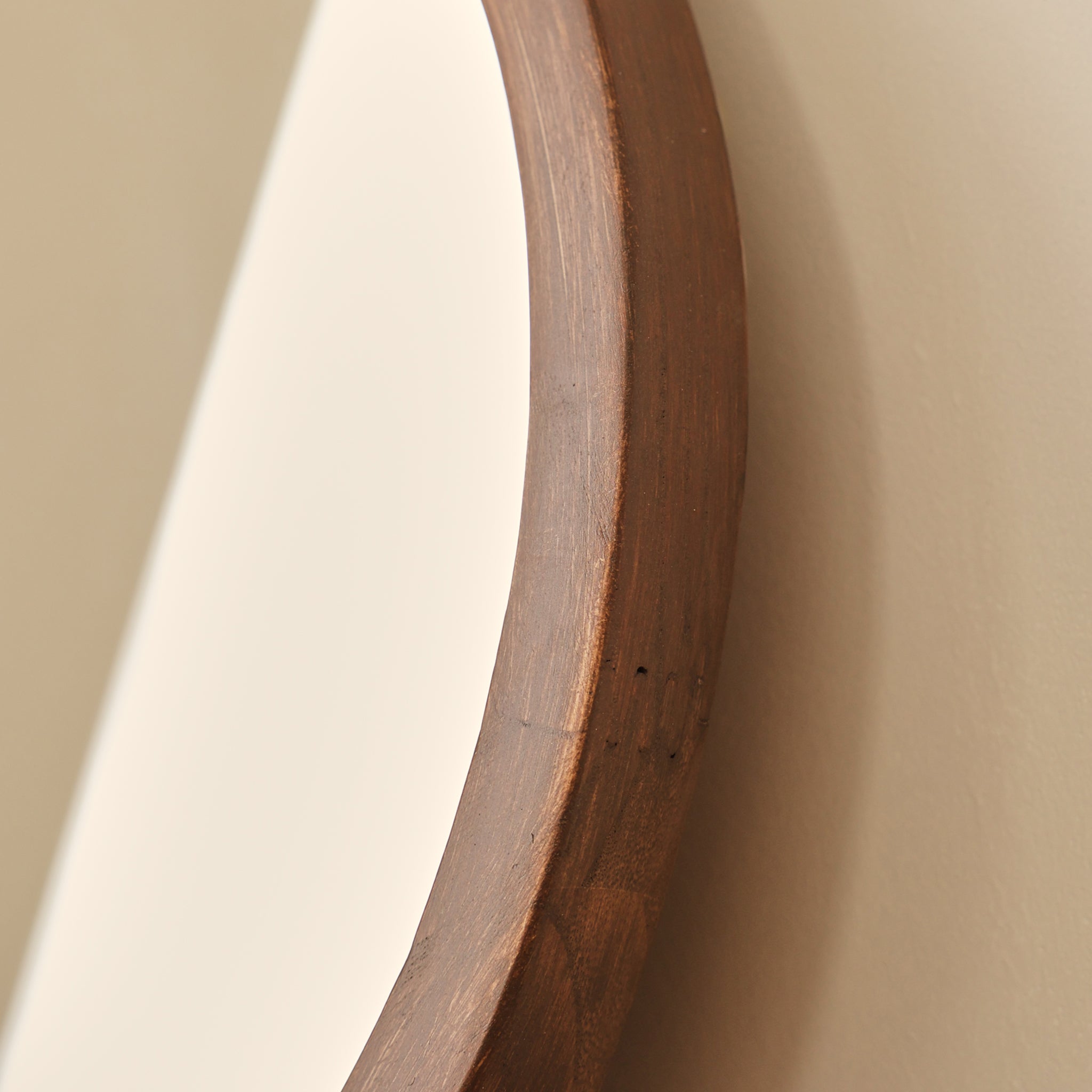 Arden - Dark Wood Round Wooden Wall Mirror 40cm x 40cm