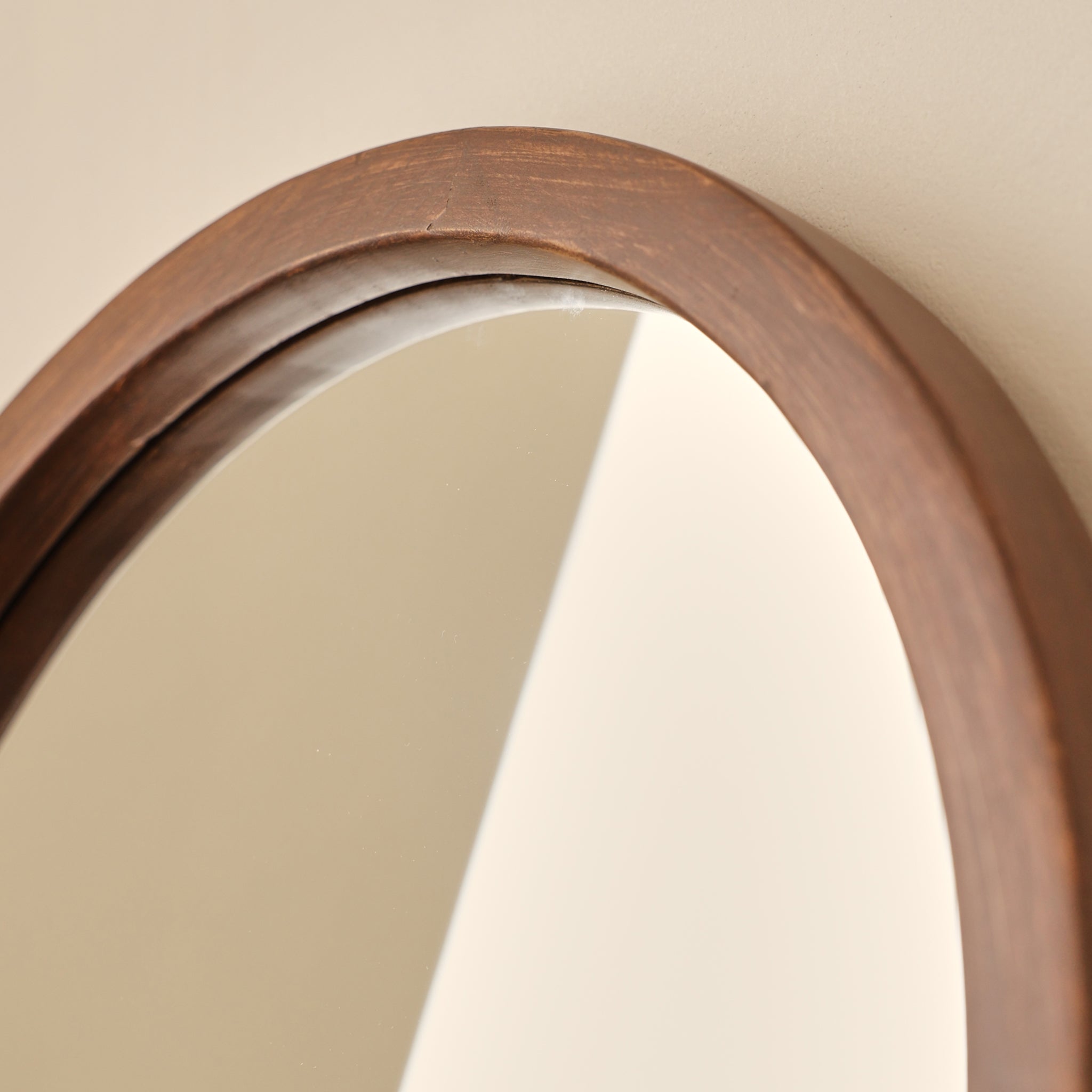 Arden - Dark Wood Round Wooden Wall Mirror 40cm x 40cm