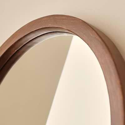 Arden - Dark Wood Round Wooden Wall Mirror 40cm x 40cm