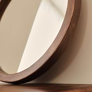 Arden - Dark Wood Round Wooden Wall Mirror 40cm x 40cm