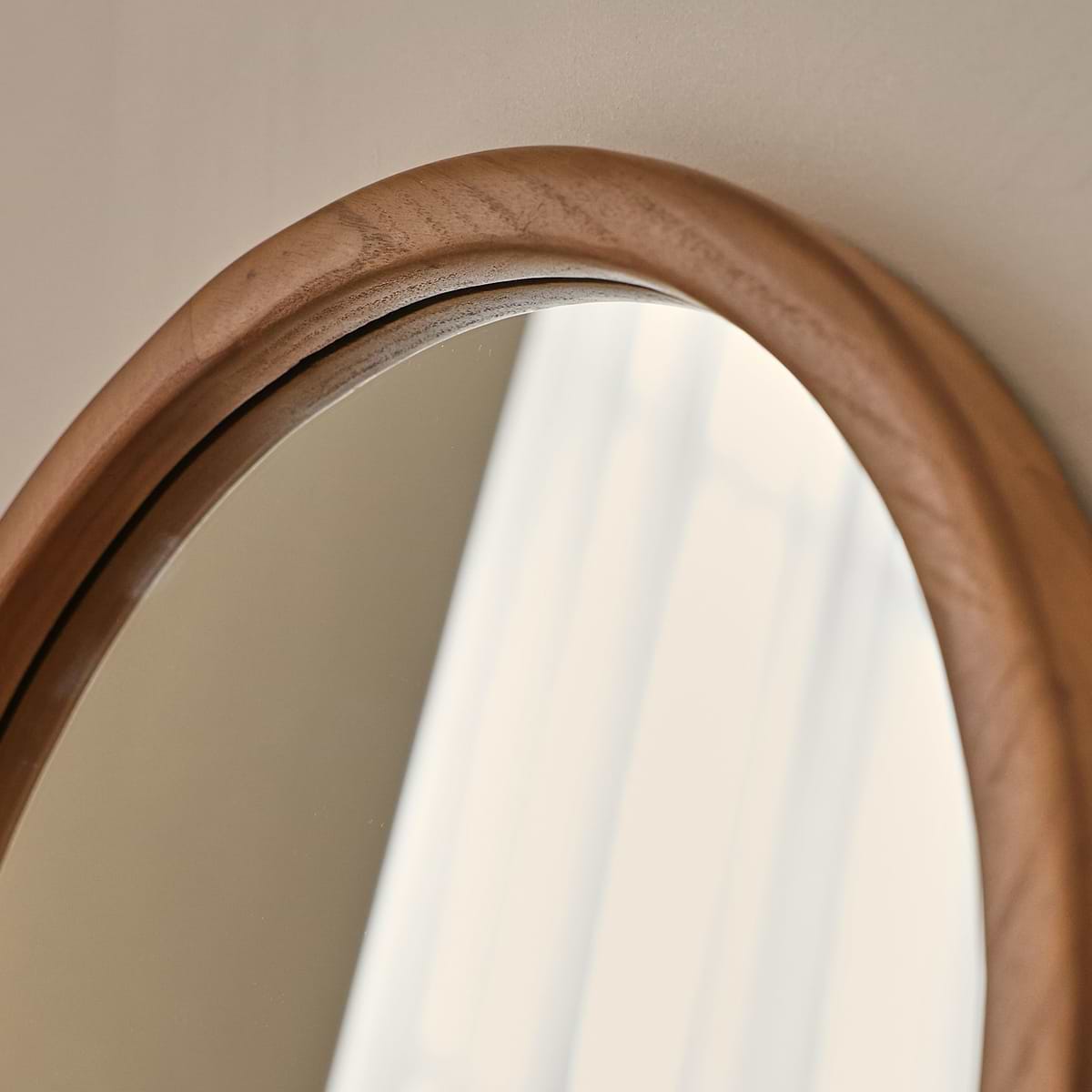 Arden - Warm Wood Round Wooden Wall Mirror 40cm x 40cm