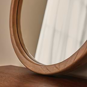 Arden - Warm Wood Round Wooden Wall Mirror 40cm x 40cm