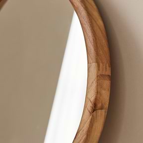 Arden - Light Wood Round Wooden Wall Mirror 40cm x 40cm