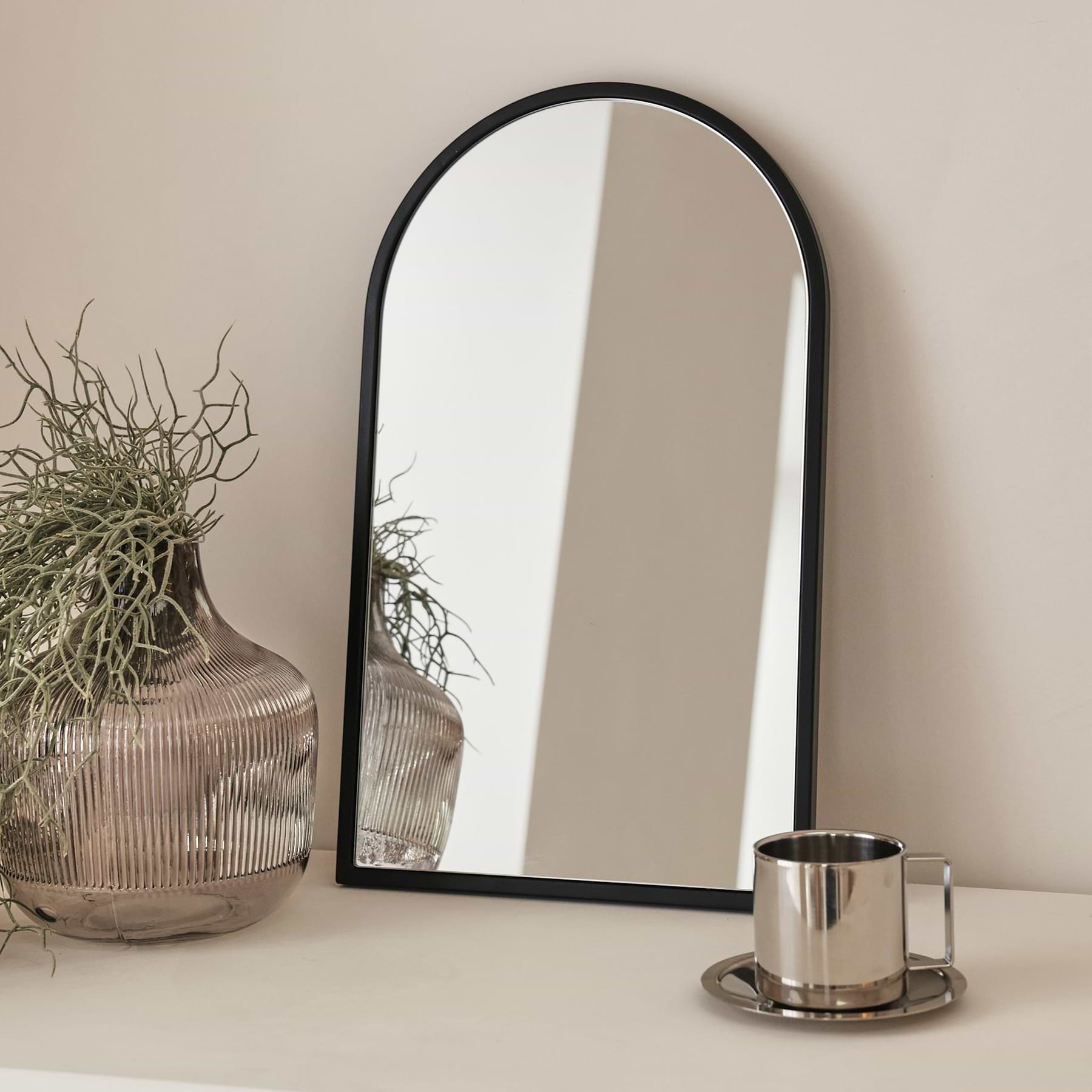 Liberty - Black Arched Metal Wall Mirror 50cm x 30cm