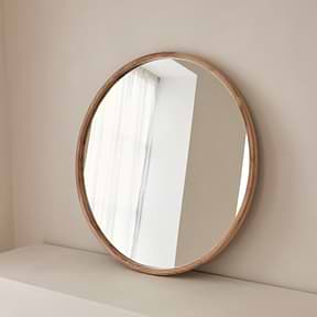 Arden - Large Light Wood Round Wooden Wall Mirror 90cm x 90cm