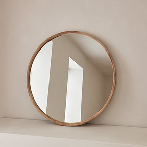 Arden - Large Light Wood Round Wooden Wall Mirror 90cm x 90cm