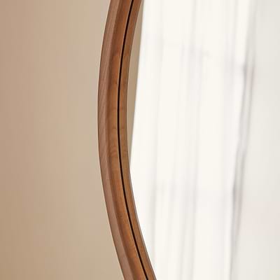 Arden - Large Warm Wood Round Wooden Wall Mirror 90cm x 90cm