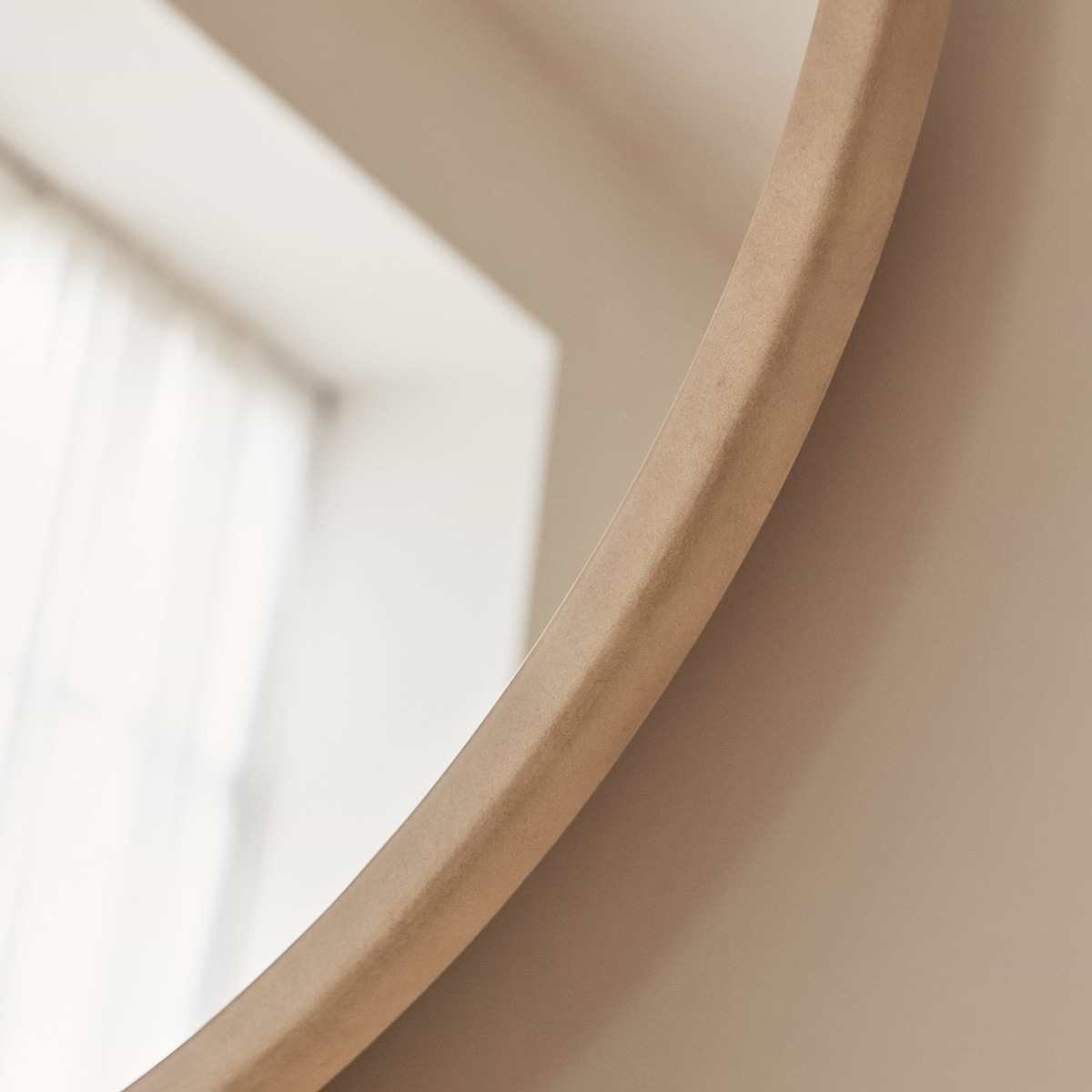 Arden - Large Concrete Round Wooden Wall Mirror 90cm x 90cm