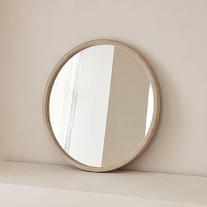 Arden - Concrete Round Wooden Wall Mirror 70cm x 70cm
