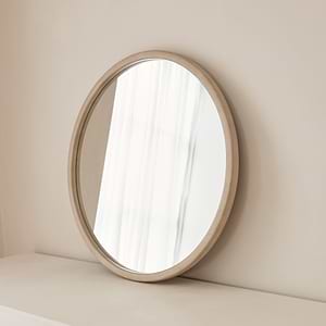 Arden - Concrete Round Wooden Wall Mirror 70cm x 70cm