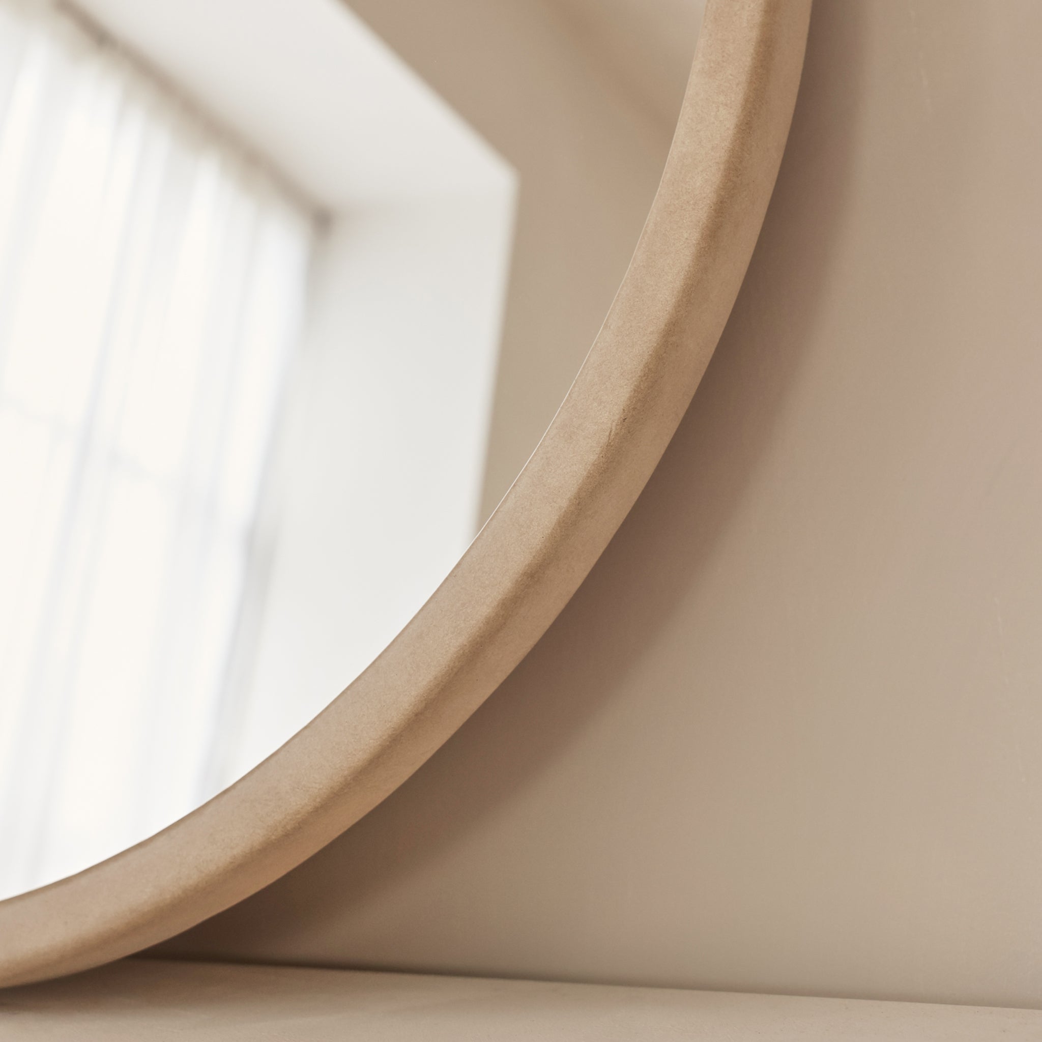 Arden - Concrete Round Wooden Wall Mirror 70cm x 70cm