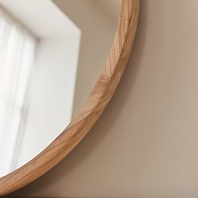 Arden - Light Wood Round Wooden Wall Mirror 70cm x 70cm