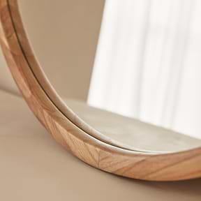 Arden - Light Wood Round Wooden Wall Mirror 70cm x 70cm