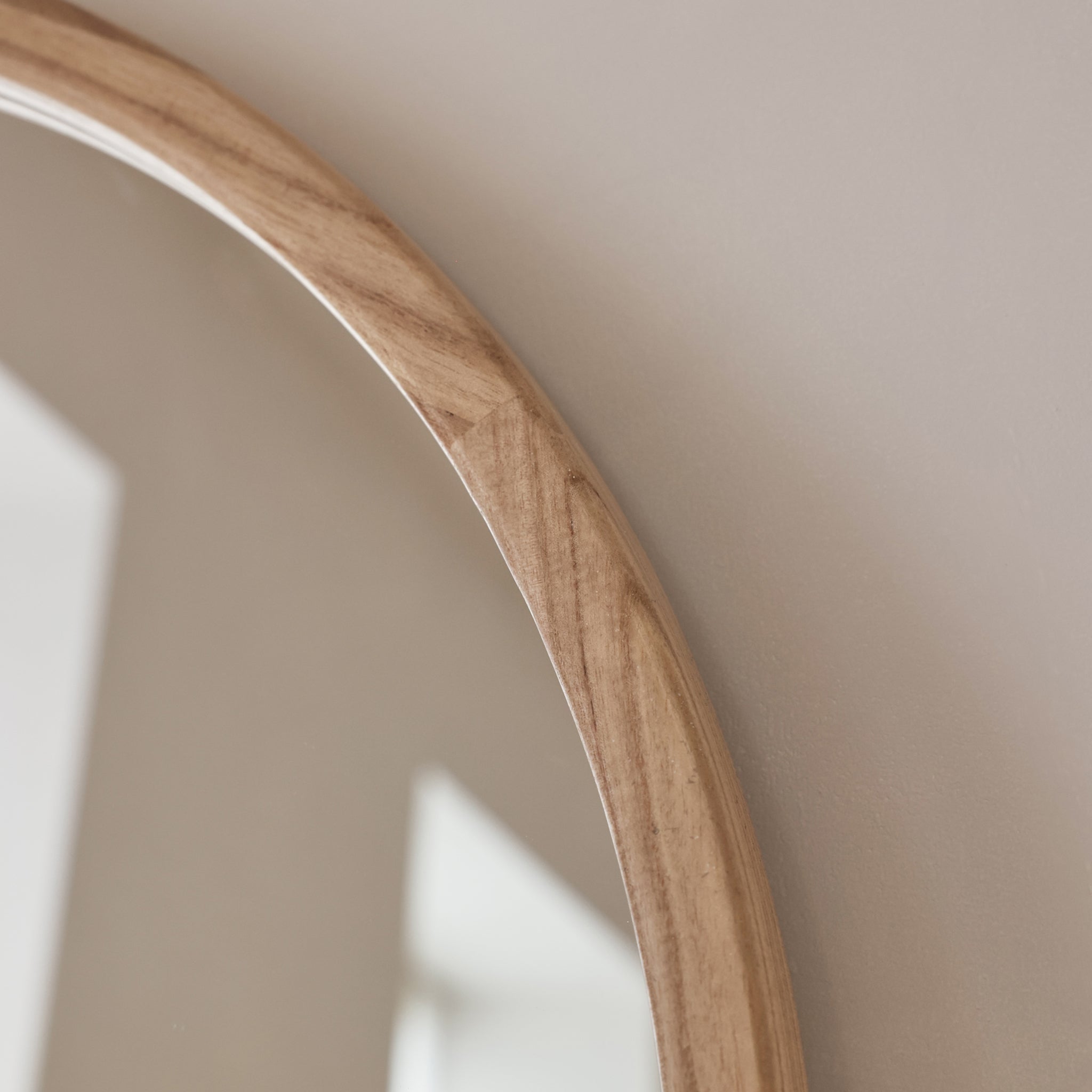 Arden - Light Wood Round Wooden Wall Mirror 70cm x 70cm