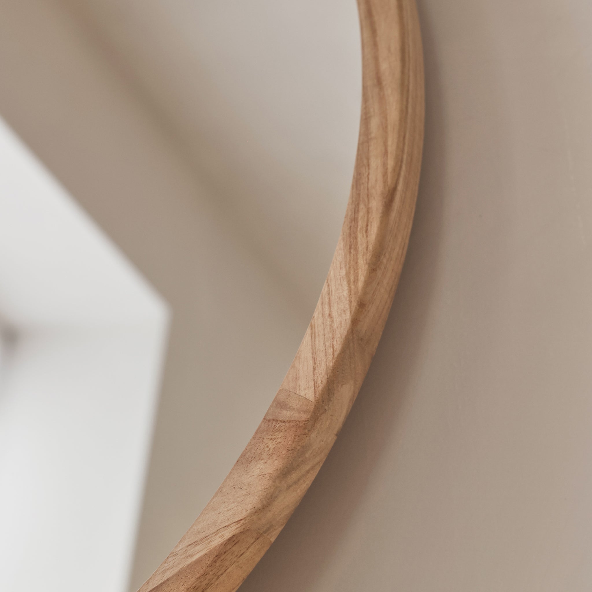 Arden - Light Wood Round Wooden Wall Mirror 70cm x 70cm