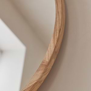 Arden - Light Wood Round Wooden Wall Mirror 70cm x 70cm