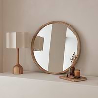 Arden - Light Wood Round Wooden Wall Mirror 70cm x 70cm