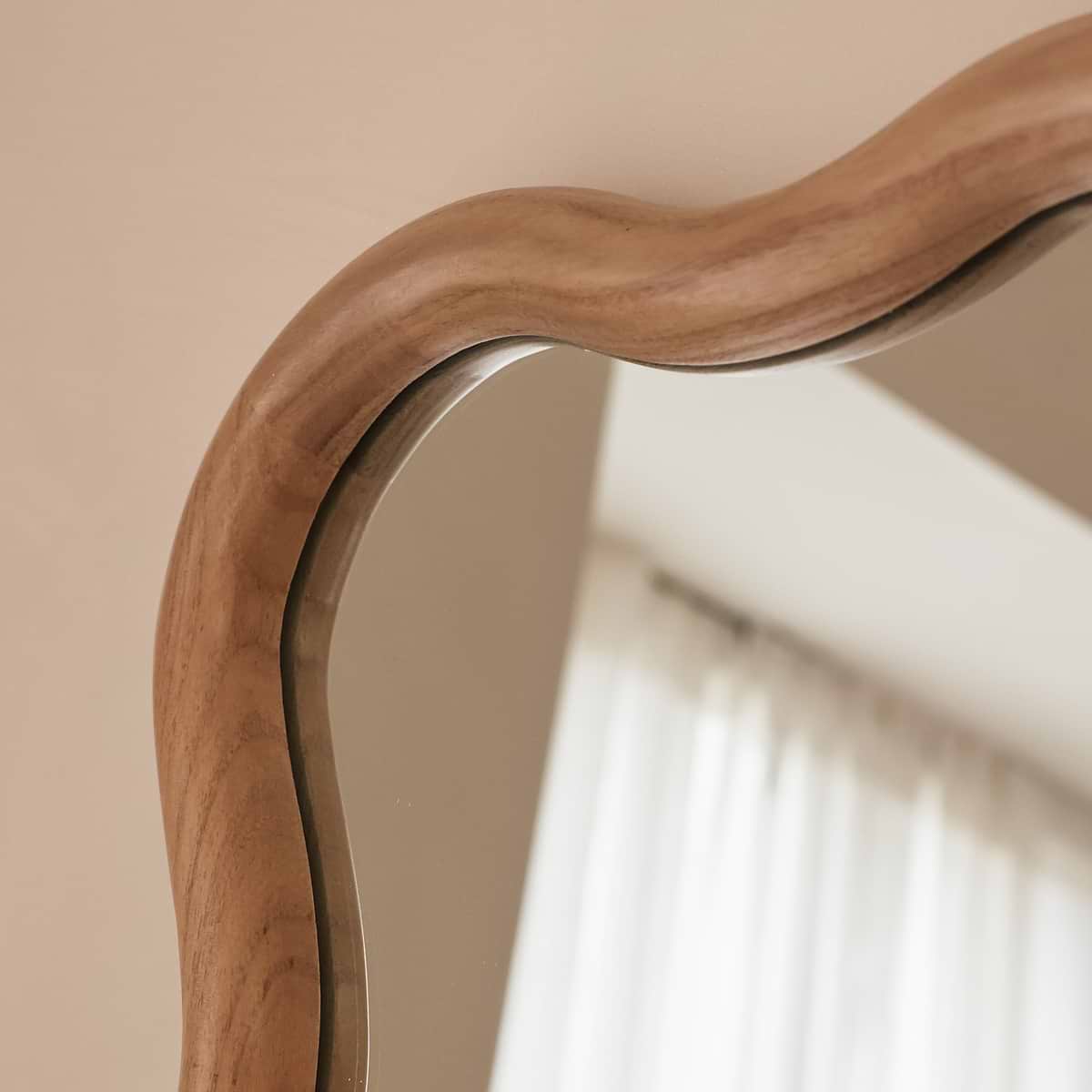 Marea - Light Wood Wavy Retro Wall Mirror 100cm x 70cm