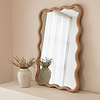Marea - Light Wood Wavy Retro Wall Mirror 100cm x 70cm