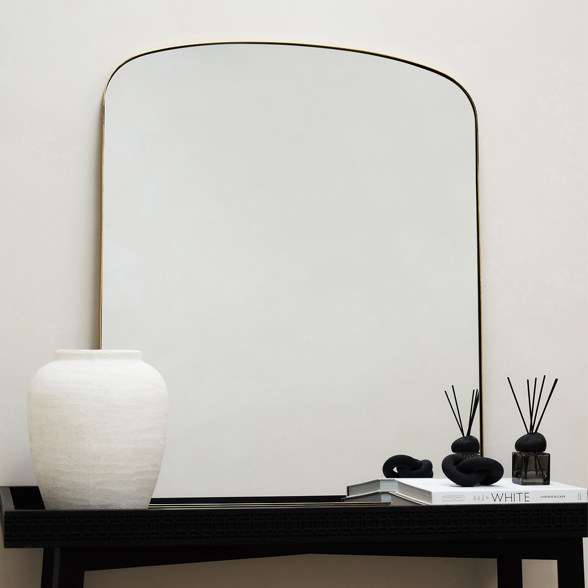 Bowness - Gold Contemporary Arched Metal Wall Mirror 90cm x 75cm