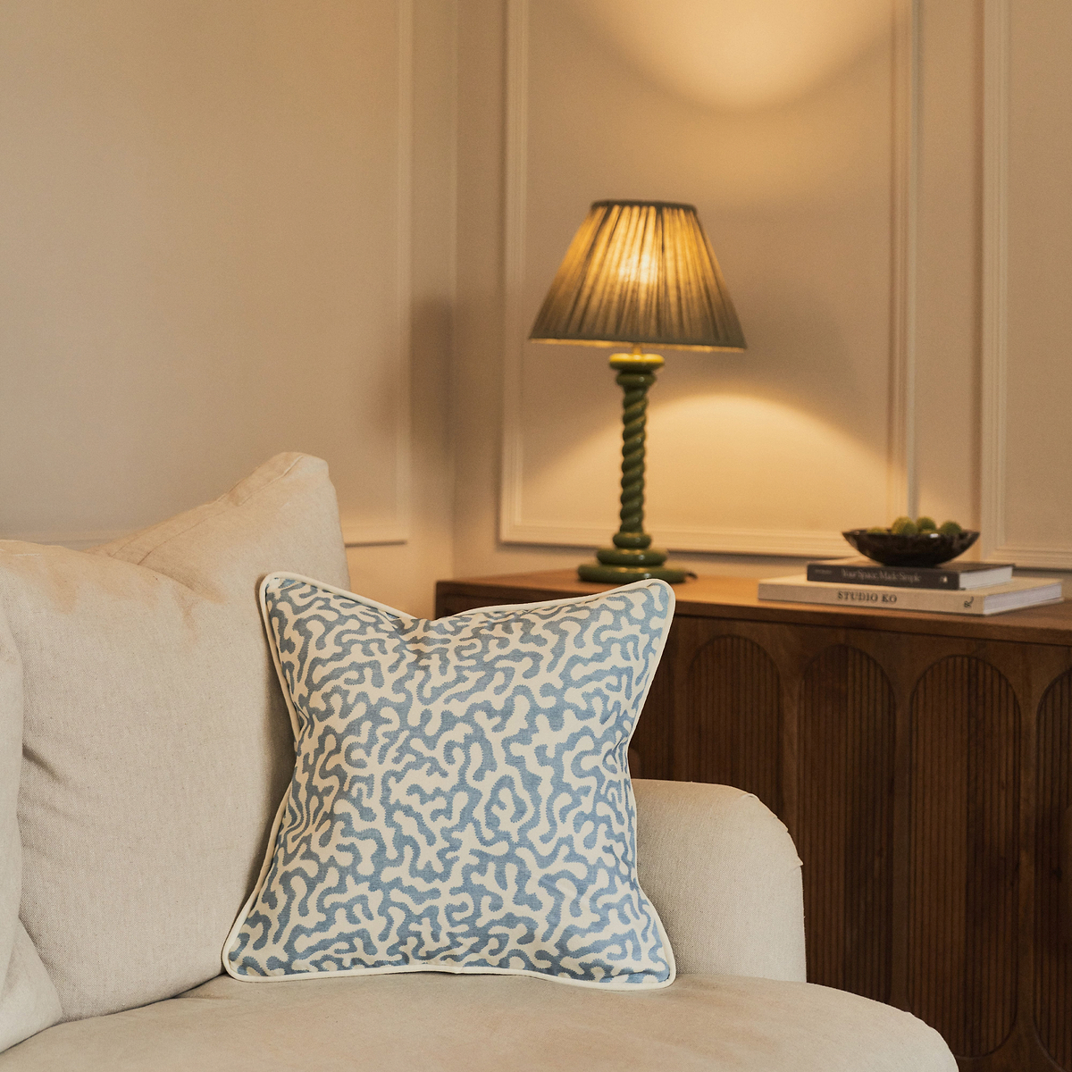 Pakko - Blue Printed Fabric Cushion