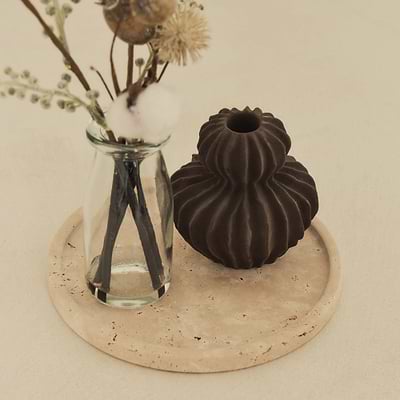 Travara - Cream Travertine Round Decorative Tray