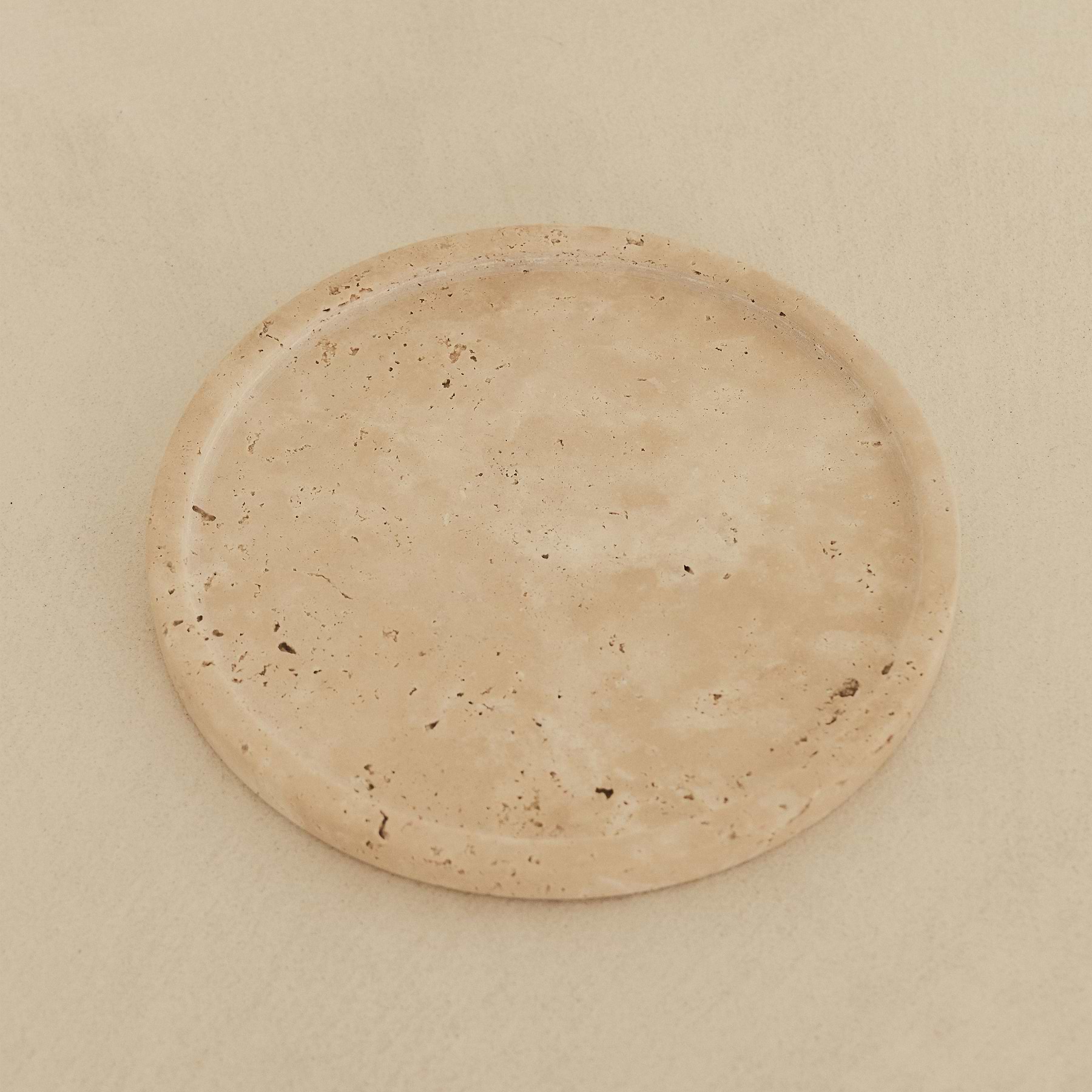 Travara - Cream Travertine Round Decorative Tray