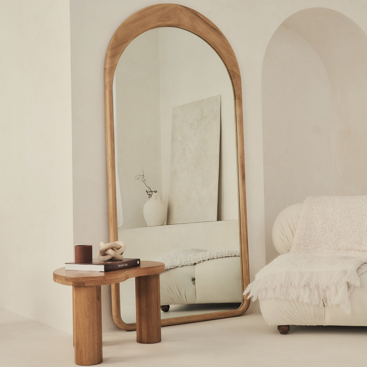 Lingotto - Extra Large Full Length Light Wood Arched Mirror 190cm x 90cm