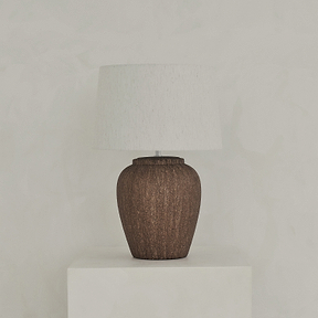 Sicily - Brown Ceramic Drum Shade Table Lamp