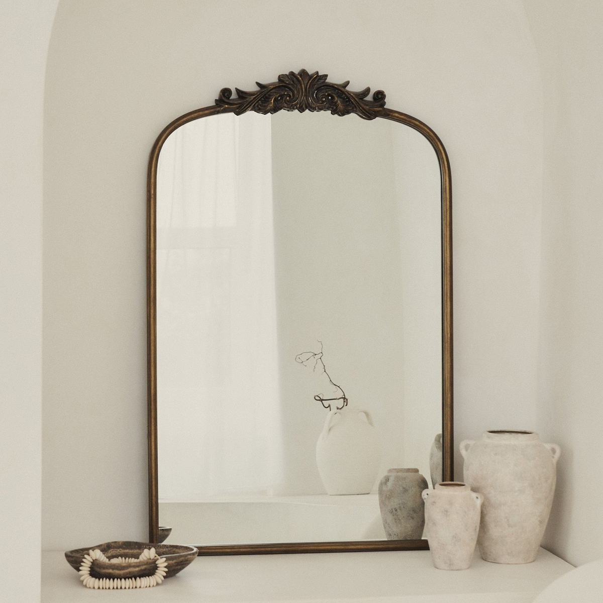 Amelia - Gold Arched Metal Portrait Mirror 100cm x 64cm